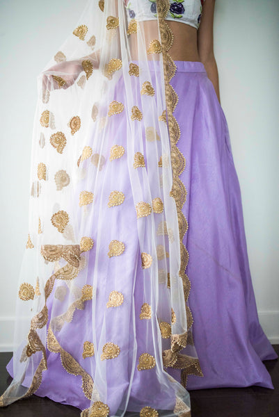 bZAI Classic Lengha Skirt- Lilac