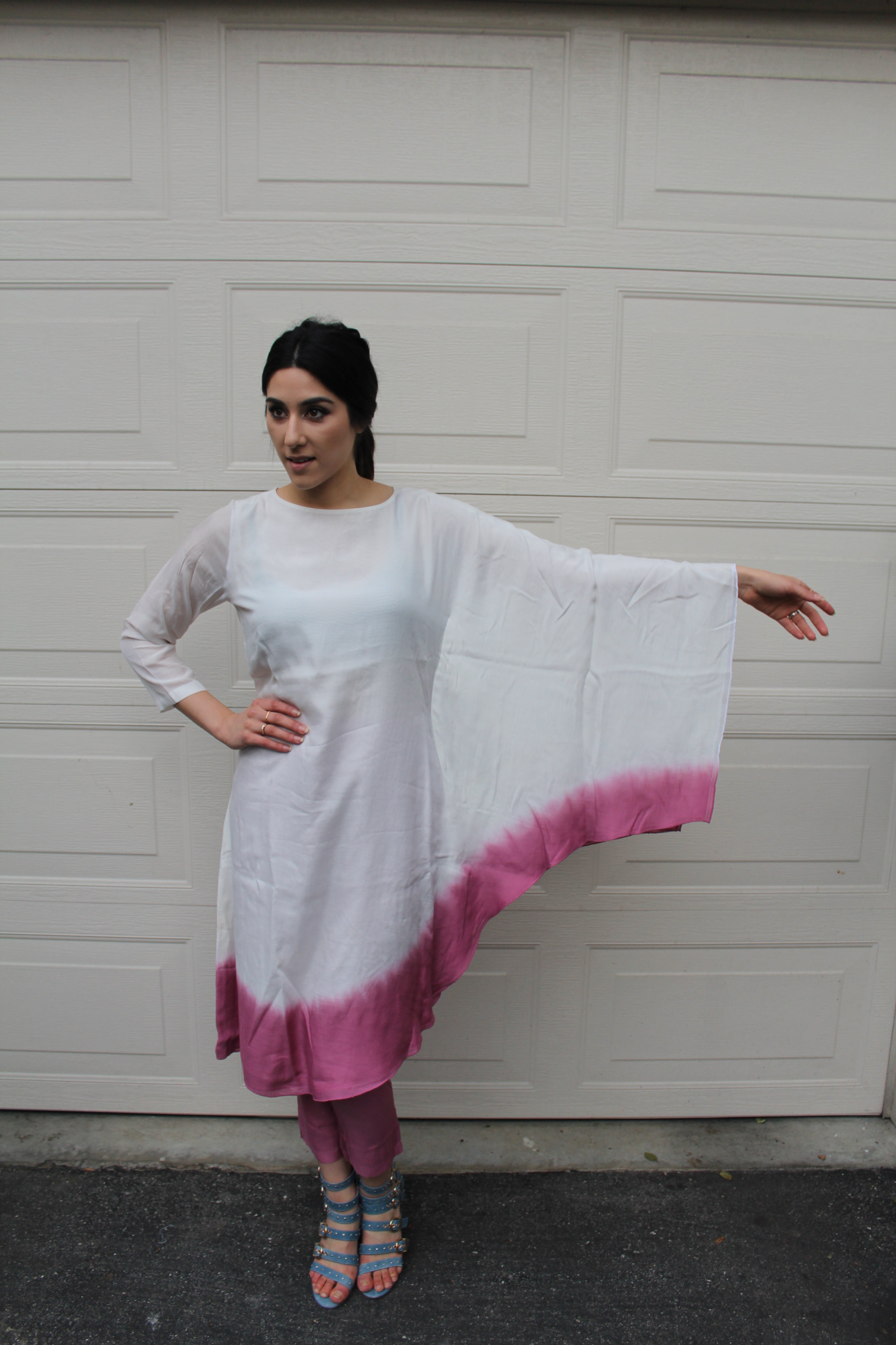 The Ombre Kaftan - White/Pink